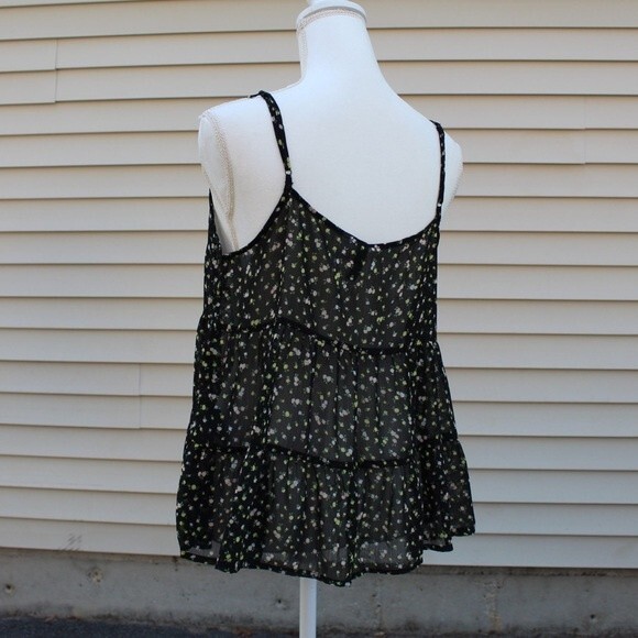 H&M Divided Black Ditsy Floral Flowy Baby Doll Tank Top - Picture 5 of 6